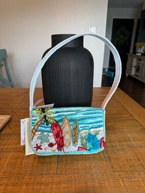 Handcrafted In India Viral Surf Board Beaded Shoulder Bag Hawaii Beach